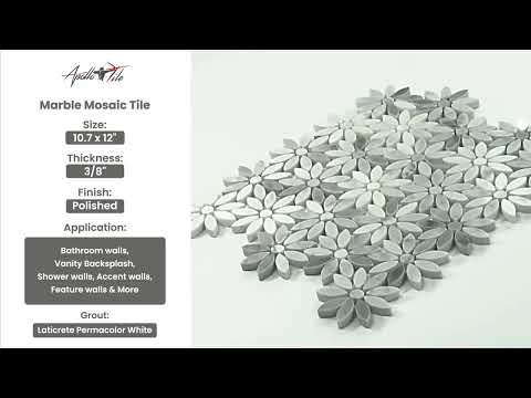 White Gray 11x12 Polished Multi-shaped Marble Mosaic Tile (5 pack, 4.46 sq ft/case) - Sample