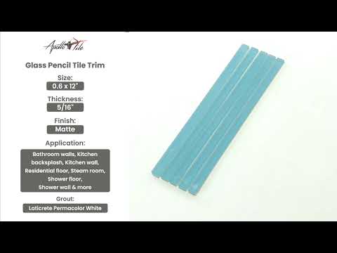 Sky Blue 0.5x12 Matte Glass Pencil Tile Trim (10 pack, 0.5 sq ft/case)