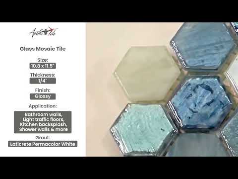 Light Blue 11x11 Glossy Hexagon Glass Mosaic Tile (10 pack, 8.63 sq ft/case)