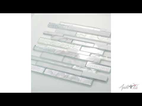 White 12x12 Brick Polished Matte Glass Stone Mosaic Tile (5 pack, 4.83 sq ft/case) - Sample