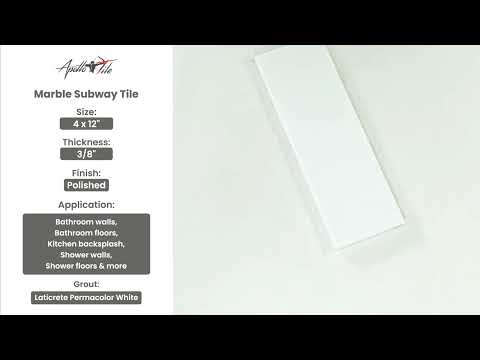 White 4x12 Polished Subway Thassos Marble Tile (15 pack, 5 sq ft/case)
