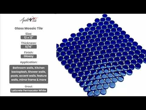 Cobalt Blue 12x12 Glossy Penny Round Glass Mosaic Tile (5 pack, 5 sq ft/case)