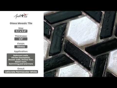 Black 12x12 Glossy Hexagon Glass Mosaic Tile (10 pack, 9.67 sq ft/case)