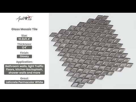 Gray 11x11 Glossy Diamond Glass Mosaic Tile (10 pack, 8.55 sq ft/case)