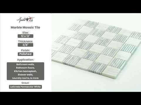 White Gray 12x12 Brick Polished Marble Mosaic Tile (5 pack, 5 sq ft/case) - Sample