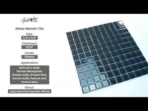 Coin Gray 12x12 Glossy Square Glass Mosaic Tile (10 pack, 9.67 sq ft/case)