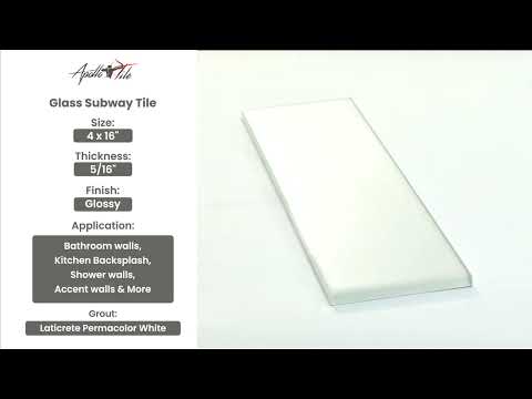 White 4x16 Glossy Subway Glass Tile (12 pack, 5.33 sq ft/case)