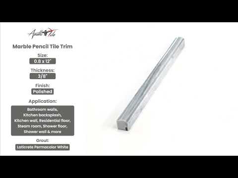 Gray 0.8x12 Polished Bardiglio Nuvolato Pencil Marble Tile Trim (10 pack, 0.667 sq ft/case)