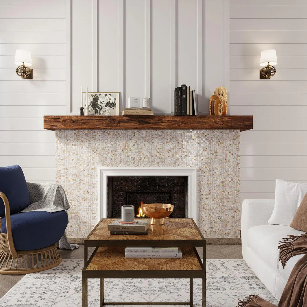 White Beige 12x12 Polished Square Shell Mother of Pearl Mosaic Tile (20 pack, 19.34 sq ft/case)