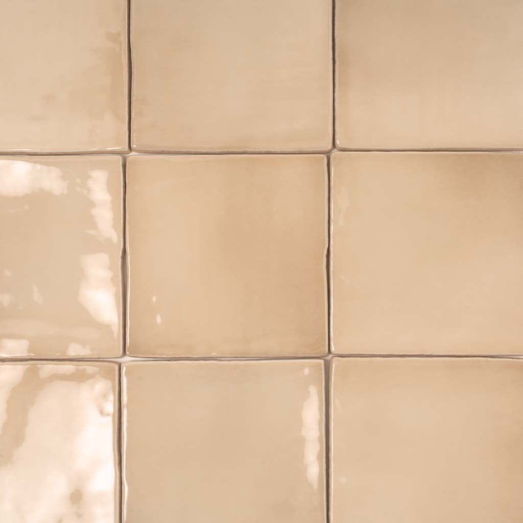 4x4 Silken Beige Glossy Ceramic Square Tile