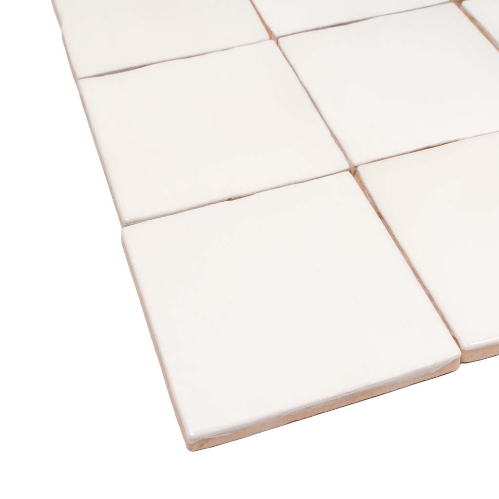 Silken White Glossy Ceramic Square Tile