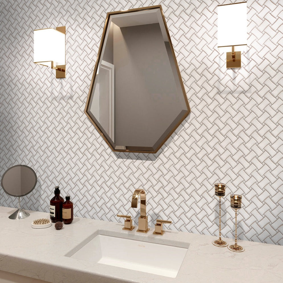 Pearl White Basketweave Tile