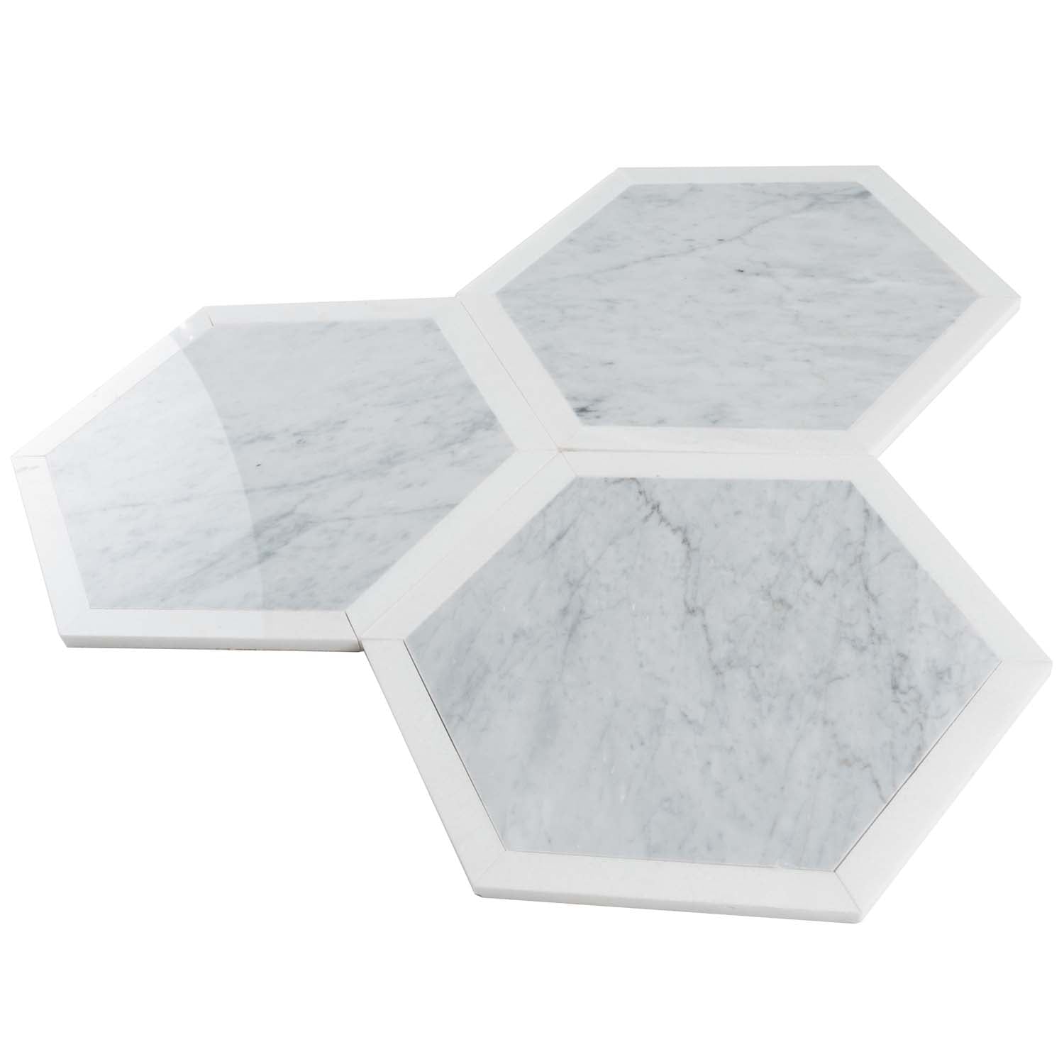 White and Gray Polished Hexagon Tile