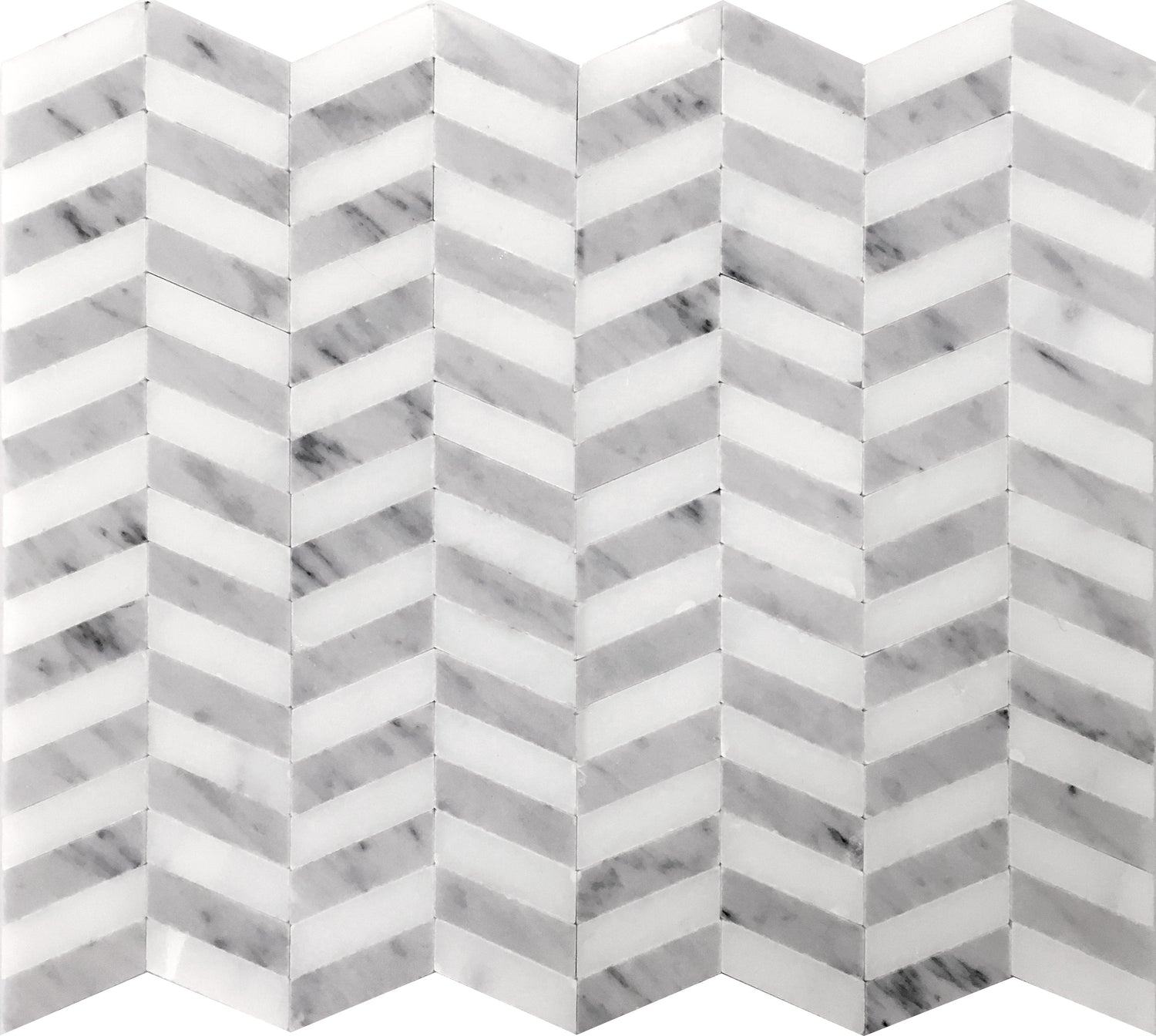 White and Gray Chevron Marble Mosaic Tile