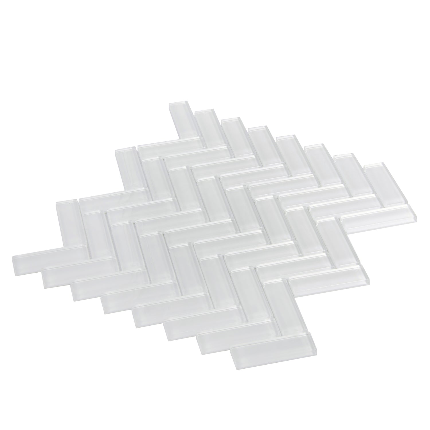 White Herringbone Polished Mosaic Tiles