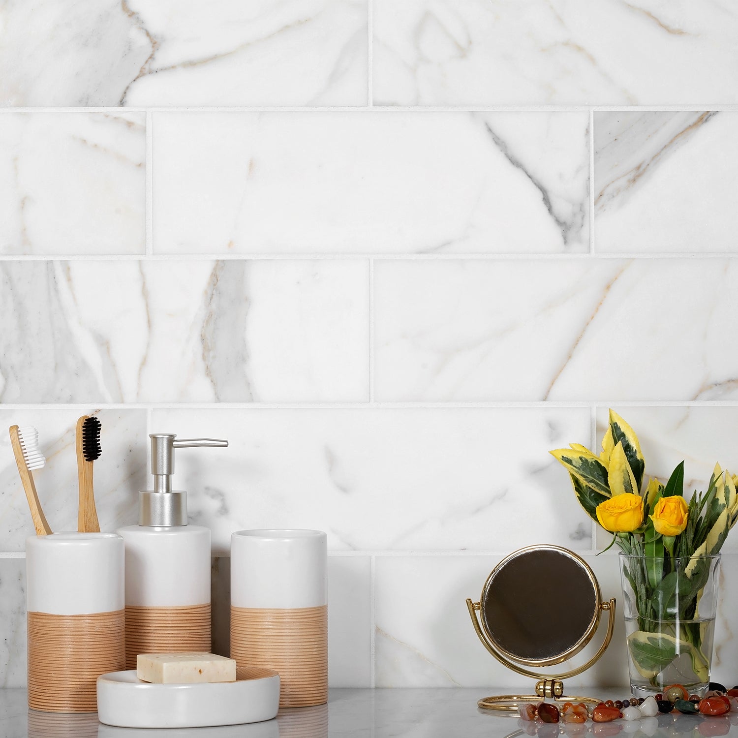 Luxurious Thassos Marble Subway Tile