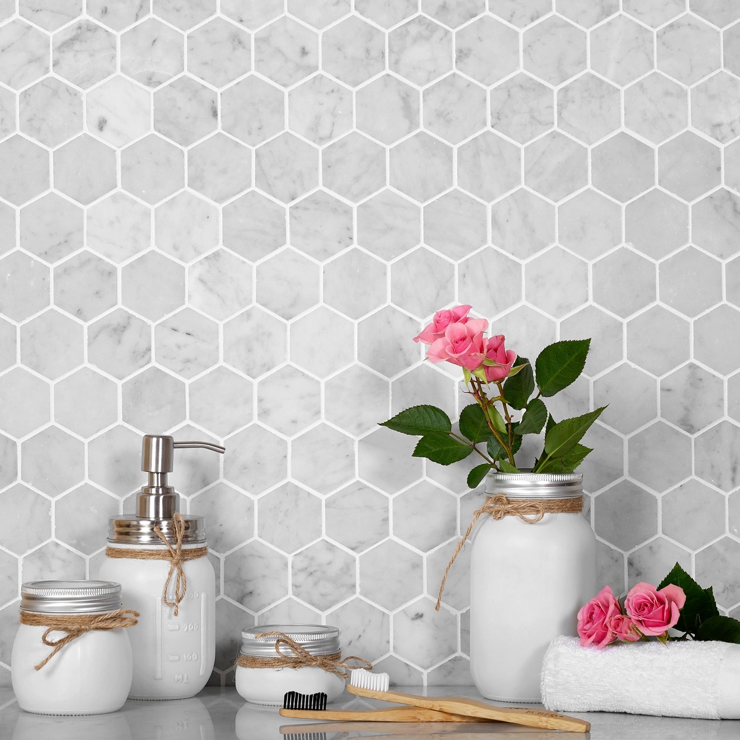 White Matte Marble Mosaic Tile