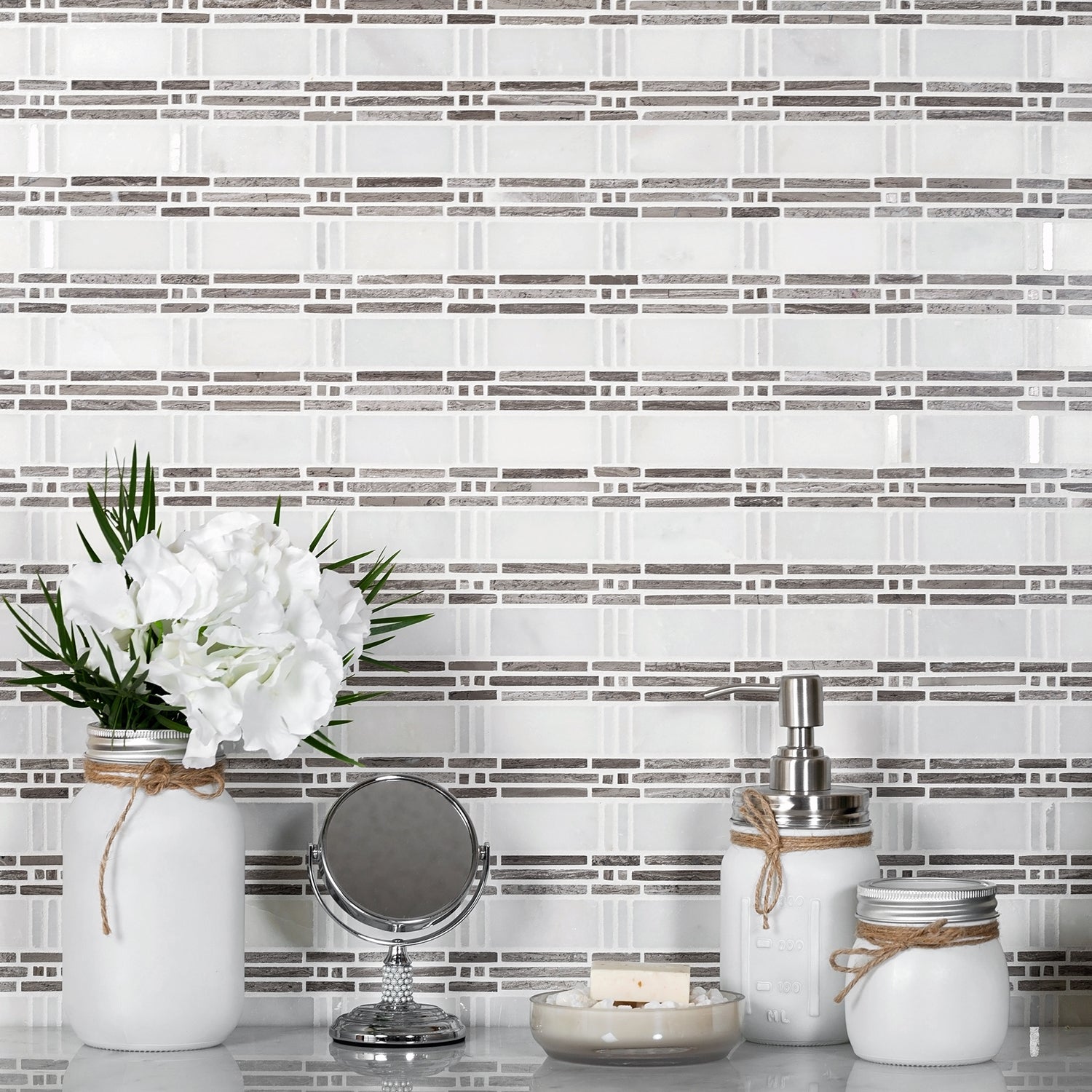 White Marble Mosaic Tile for bathroom