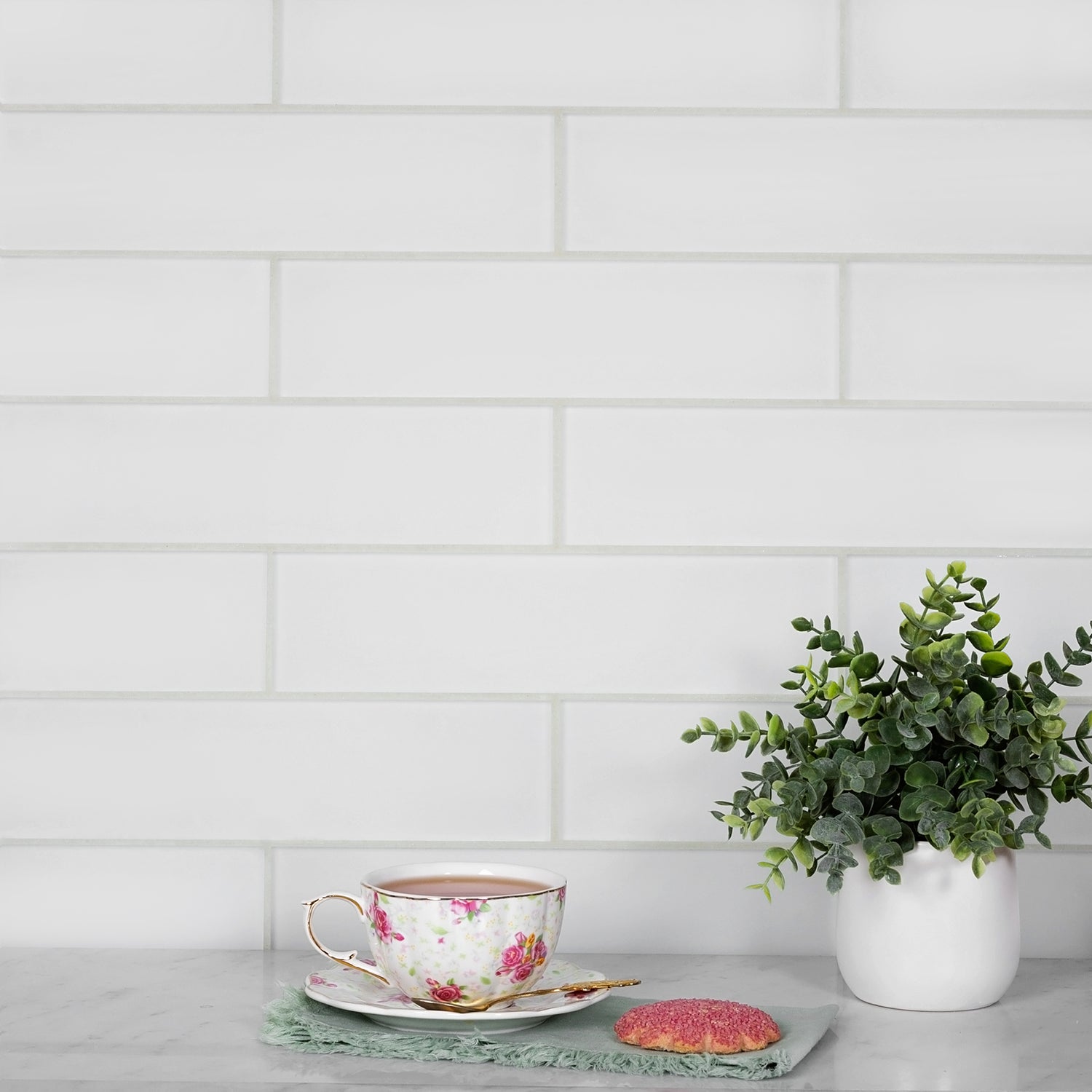 3x12 White Glass Subway Floor and Wall Tile