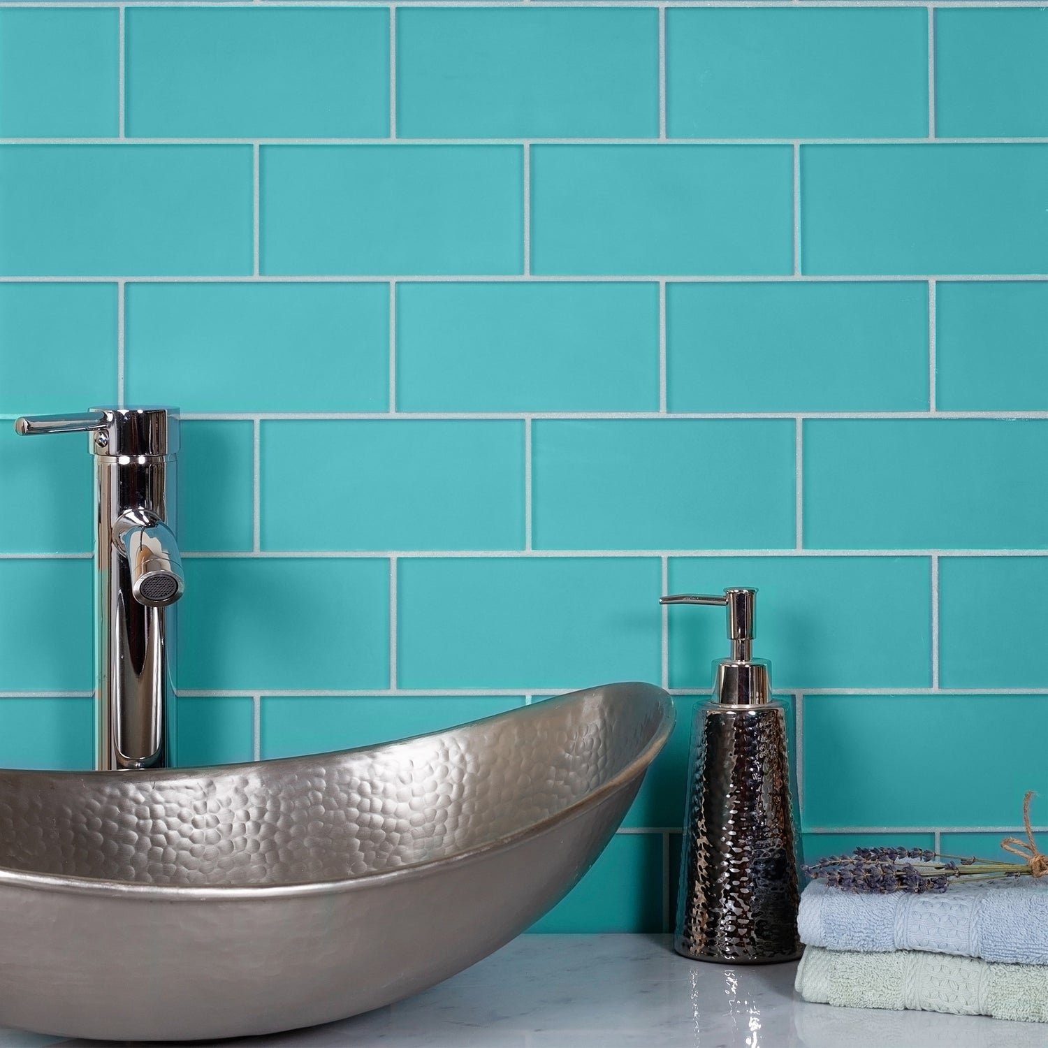 3x6 Sky Blue Glass Tile