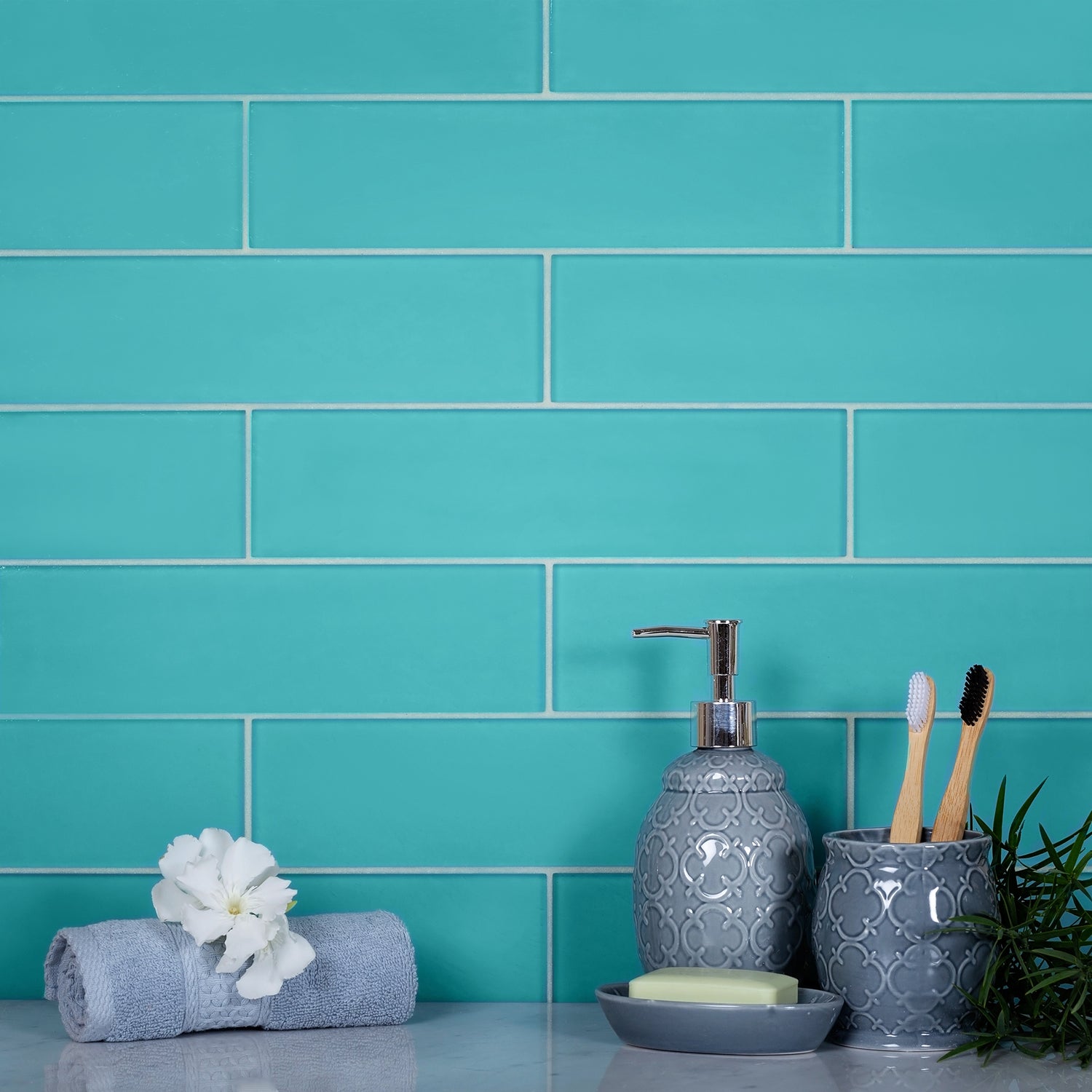 3x12 Sky Blue Glass Tiles