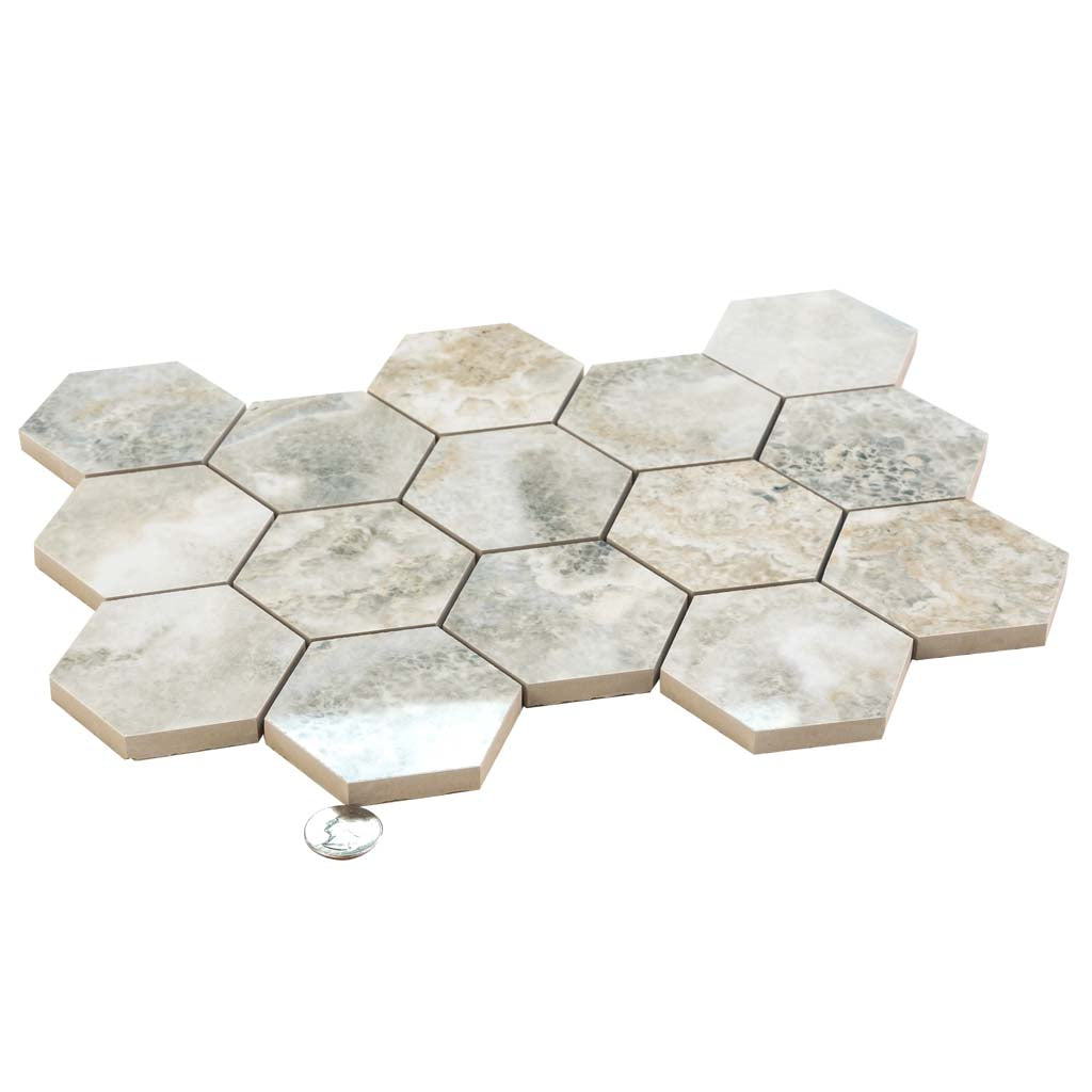 Polished Beige Hexagon Porcelain Tile