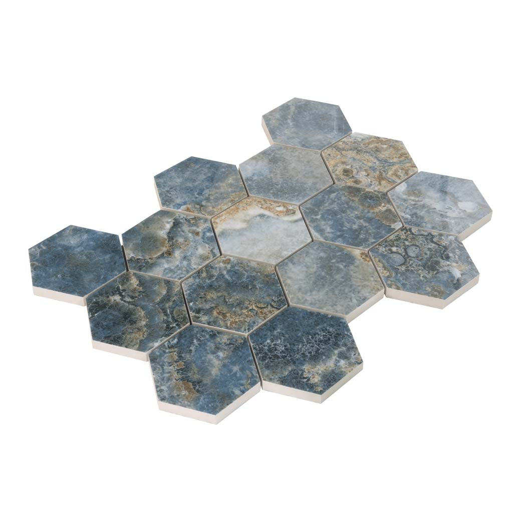Polished Blue Hexagon Porcelain Tile