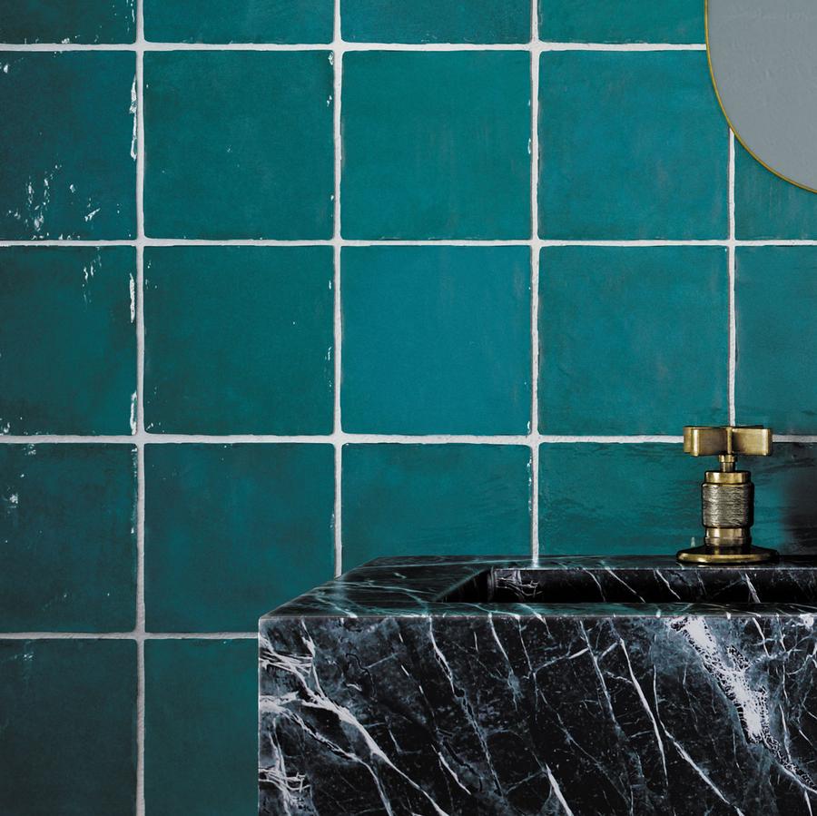 5x5 Ocean Green Polished Tile