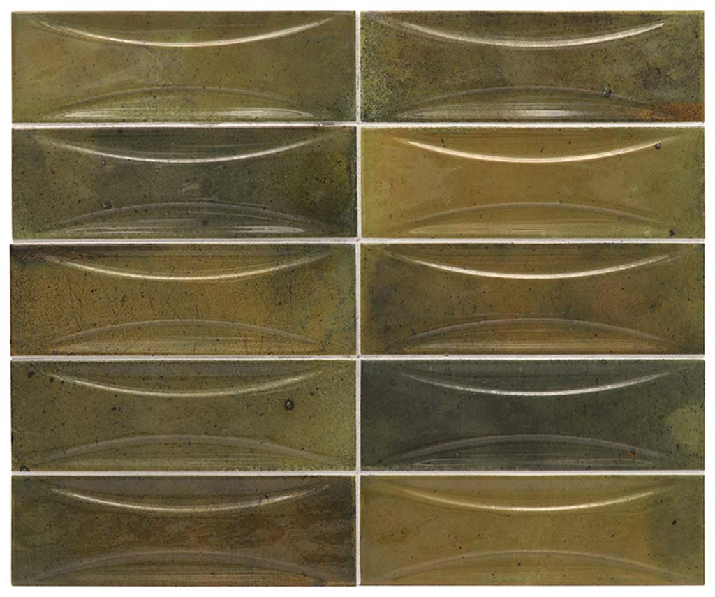 Brown and Olive Green Subway Tile