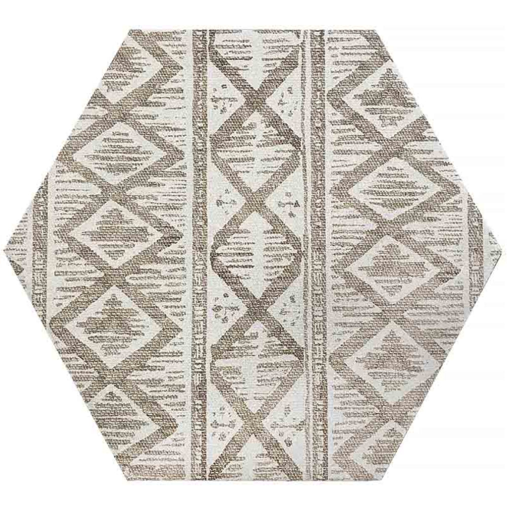 10x10 Beige Matte Hexagonal Porcelain Deco Tile