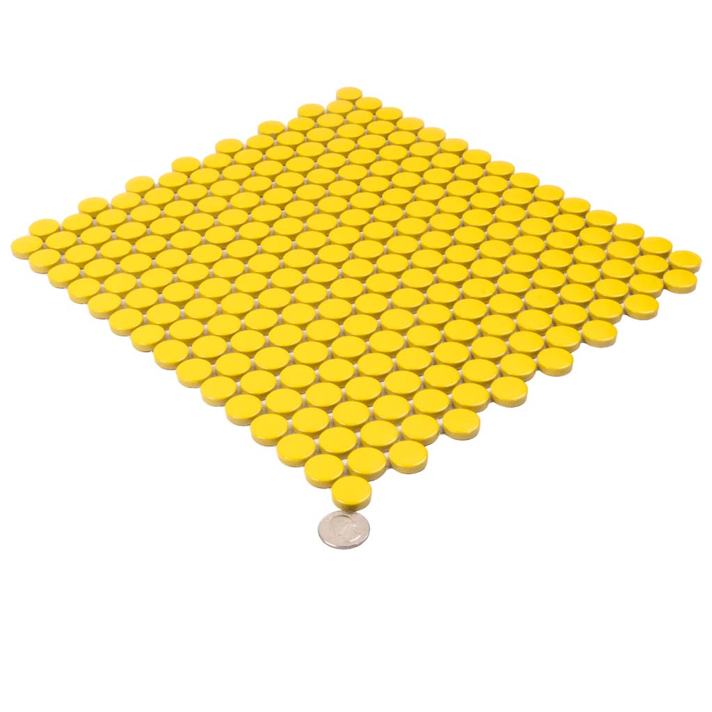 1X1 Cirkel Glossy Yellow Floor Tile