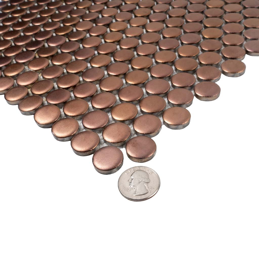 1x1 Cirkel Gold Matte Porcelain Penny Tile