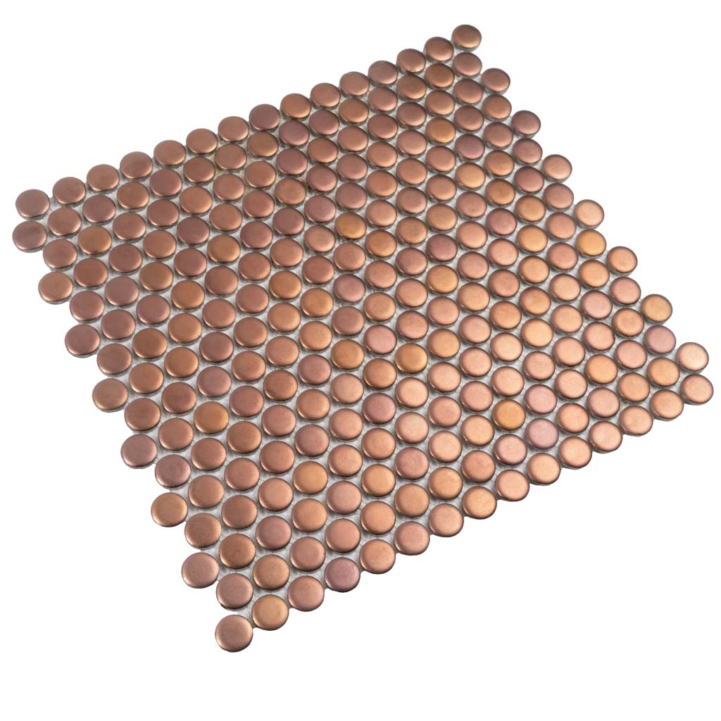 1x1 Cirkel Gold Matte Porcelain Penny Round Tile