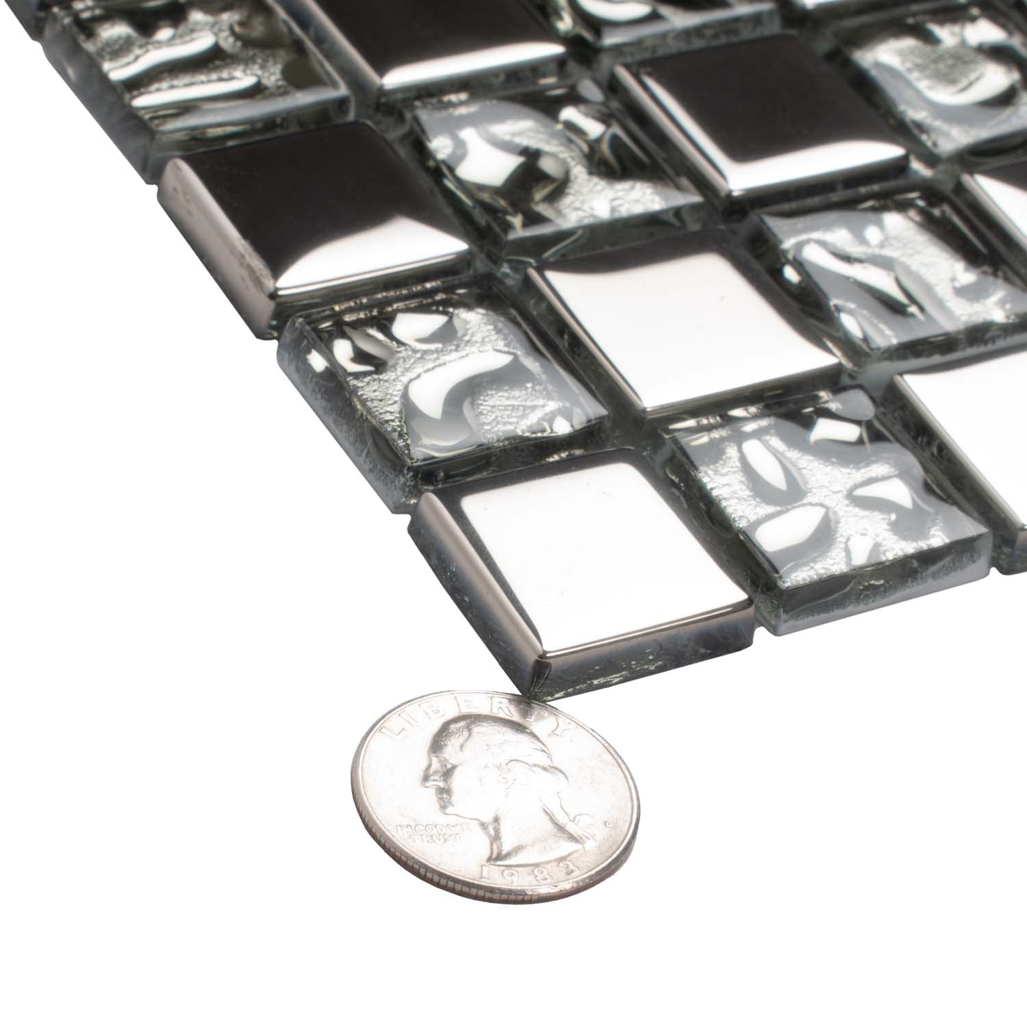 12x12 Silver Glass Mosaic Tile