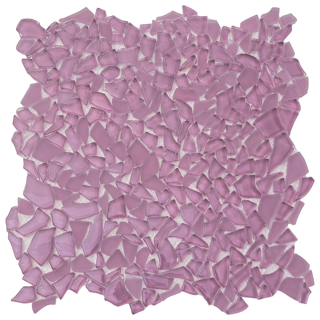 Orchid Pink 11x11 Glossy Matte Multi-shaped Glass Mosaic Tile (5 pack, 4.36 sq ft/case) - Sample