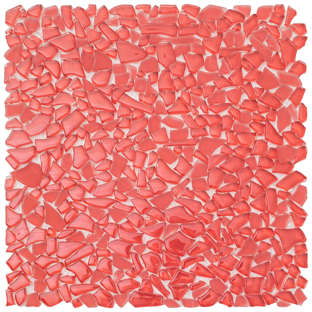 Red 11x11 Glossy Matte Multi-shaped Glass Mosaic Tile (5 pack, 4.36 sq ft/case) - Sample
