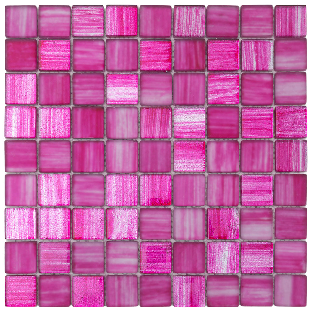 11 x 11 Pink Polished and Matte Finished Glass Mosaic Tile - Pink Matte ...