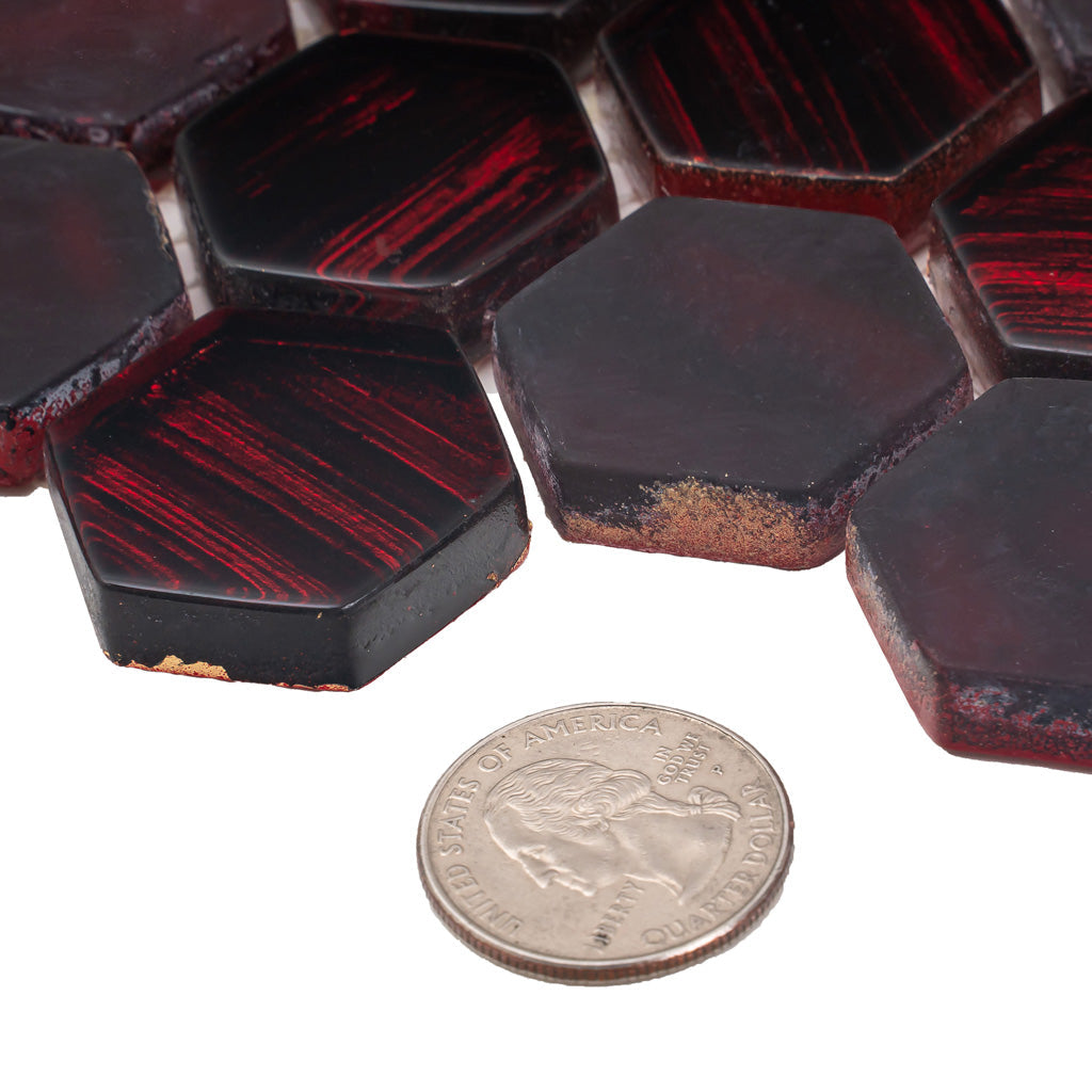 Berry Red 11x11 Glossy Matte Hexagon Glass Mosaic Tile (5 pack, 4.43 sq ft/case) - Sample
