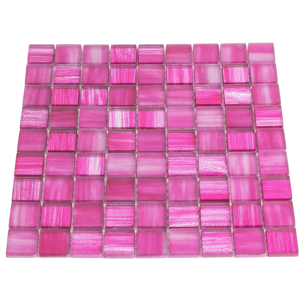 11 x 11 Pink Polished and Matte Finished Glass Mosaic Tile - Pink Matte ...