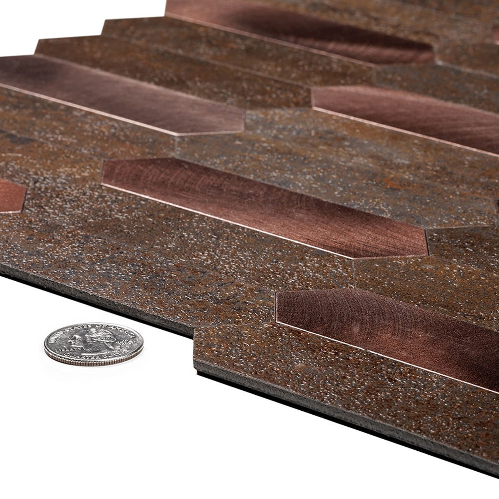 Copper 12x12 Honed Brick PVC Peel & Stick Tile (10 pack, 10 sq ft/case) - Sample