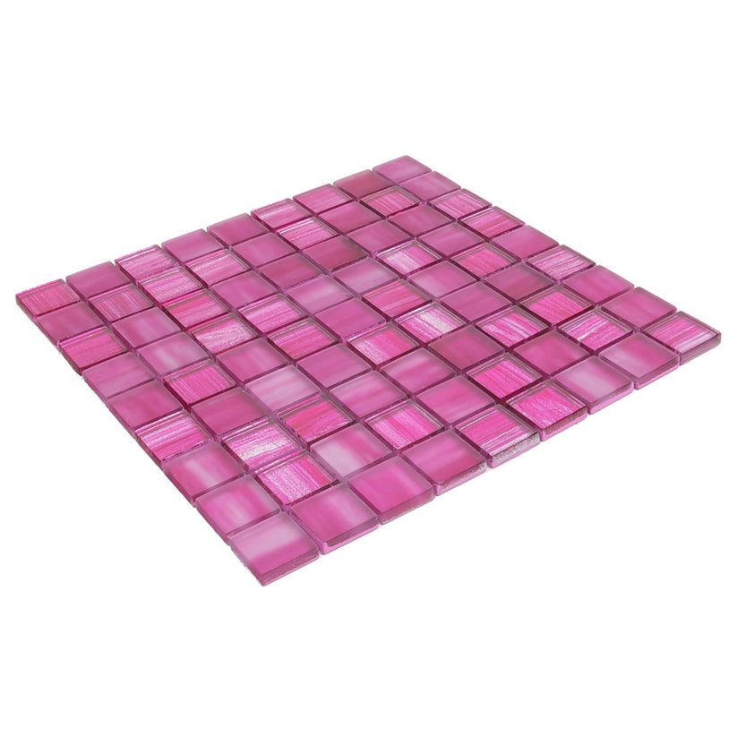 11 x 11 Pink Polished and Matte Finished Glass Mosaic Tile - Pink Matte ...