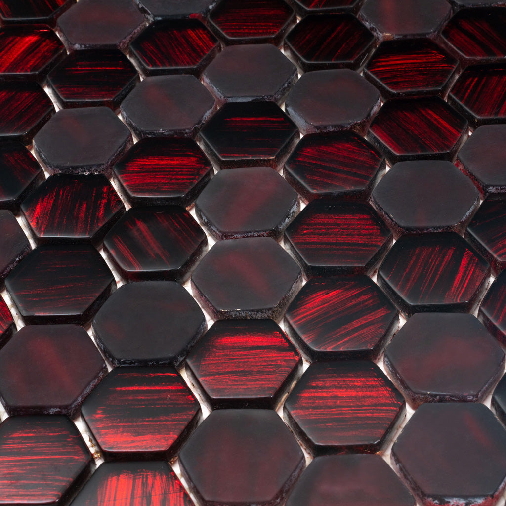 Berry Red 11x11 Glossy Matte Hexagon Glass Mosaic Tile (5 pack, 4.43 sq ft/case) - Sample