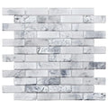 Sample - White 12x12 Matte Brick Glass Mosaic Tile (10 pack, 9.5 sq ft/case)