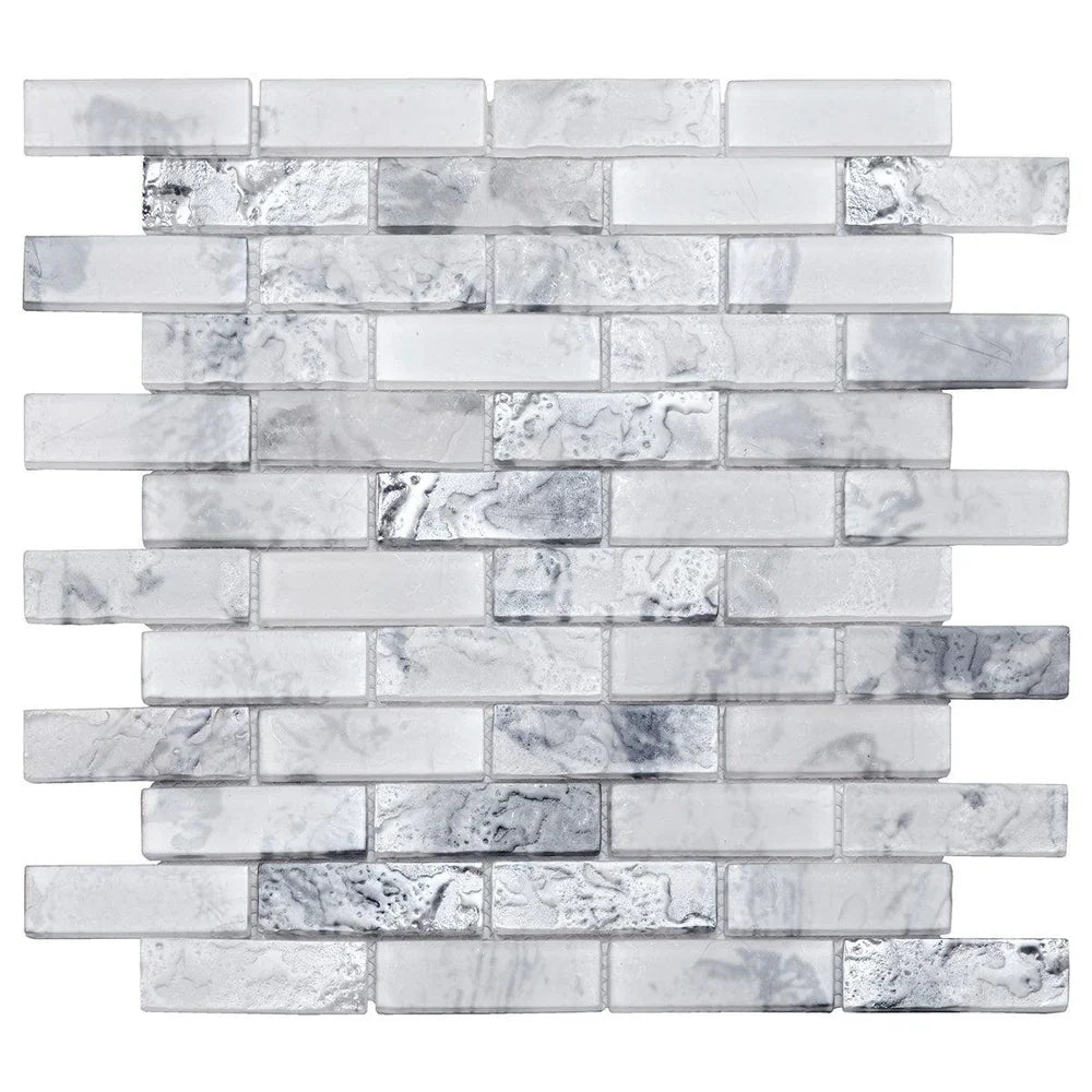 Verre 11.7 in. x 11.7 in. Matte White Glass Mosaic Wall and Floor Tile (9.5 sq ft/case) - 10 pack - Sample