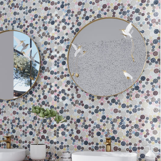 Multicolor 12x12 Glossy Textured Bubble Glass Resin Mosaic Tile (5 pack, 5 sq ft/case)