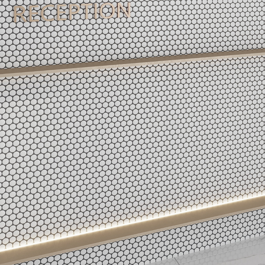 Pearl White 12x12 Matte Penny Round Porcelain Mosaic Tile (10 pack, 9.87 sq ft/case)