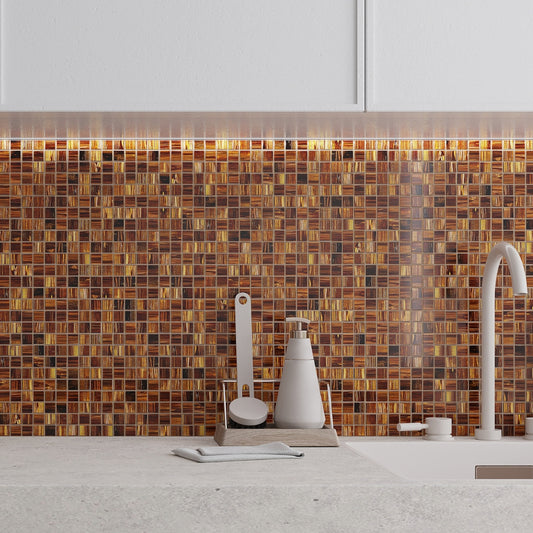 Bronze 12x12 Glossy Uniform Square Glass Mosaic Tile (20 pack, 20 sq ft/case)