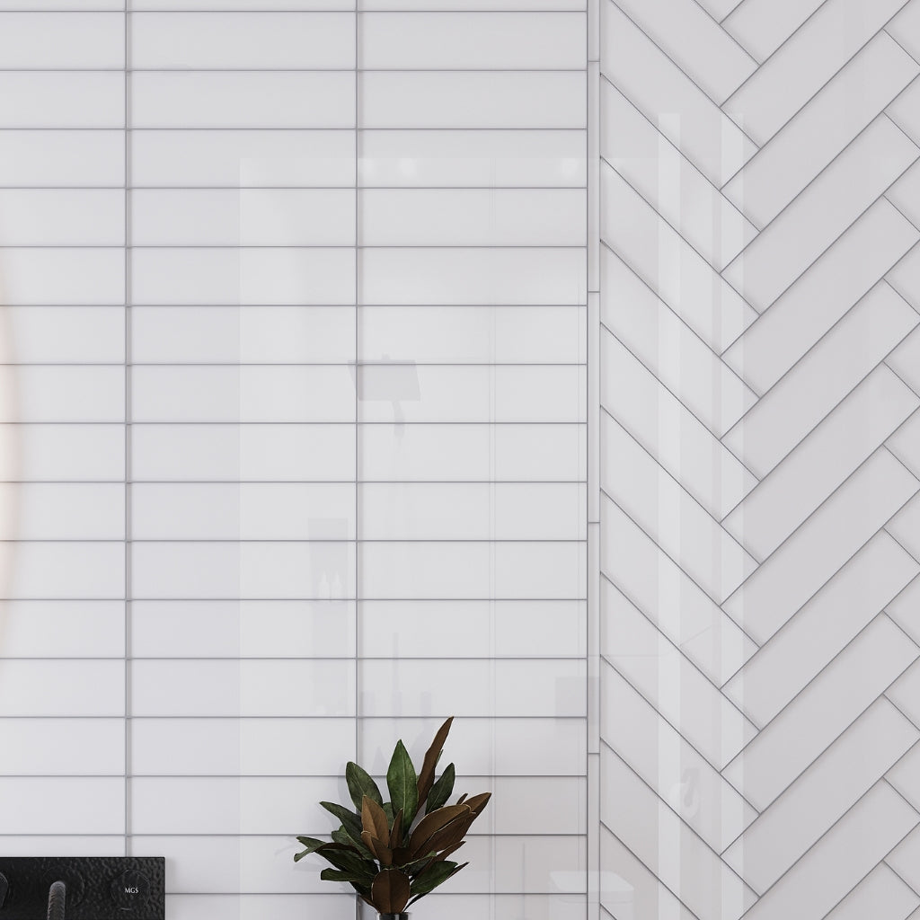 White 3x12 Glossy Subway Glass Tile (20 pack, 5 sq ft/case)