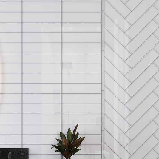 White 3x12 Glossy Subway Glass Tile (20 pack, 5 sq ft/case)