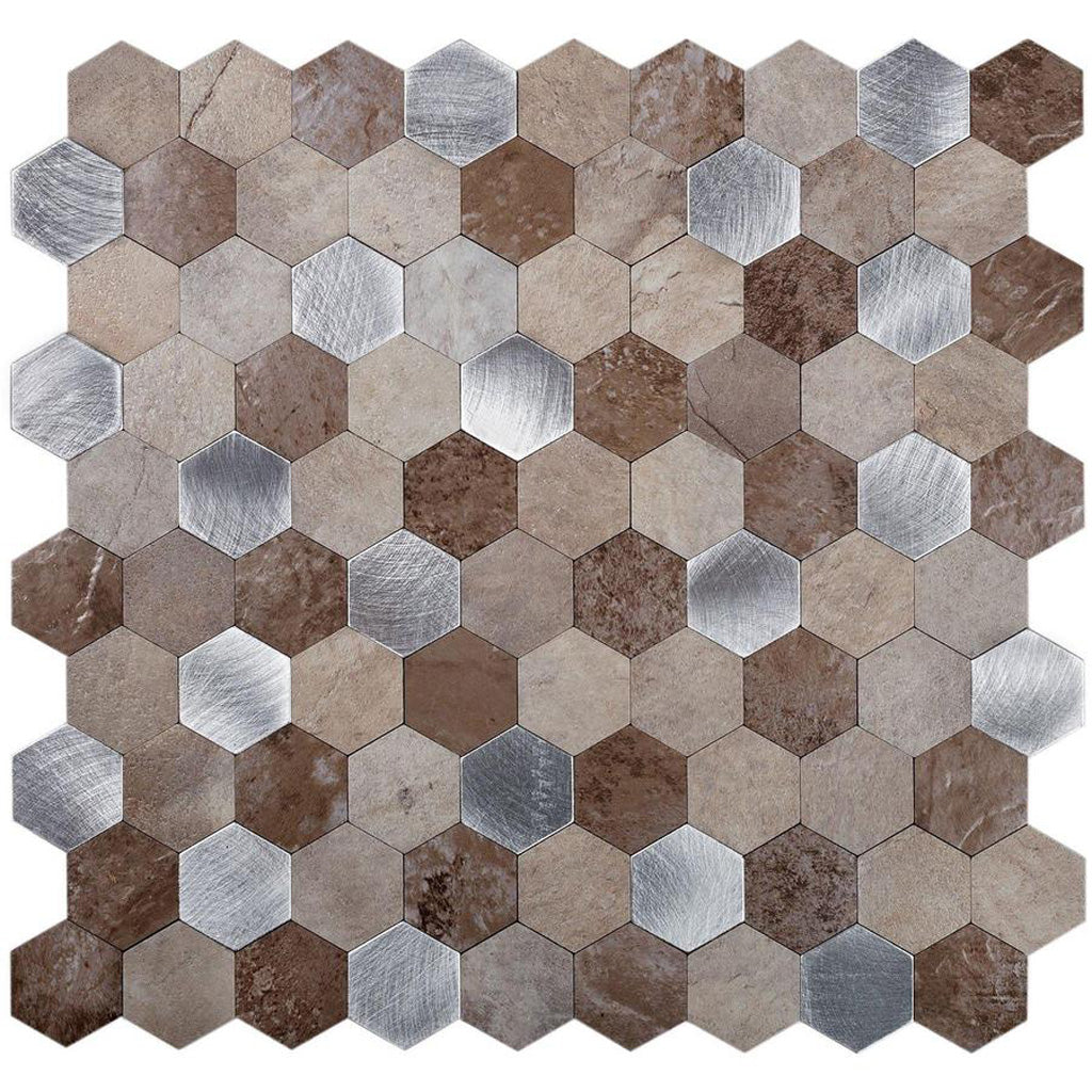 Beige 11x11 Honed Hexagon PVC Peel & Stick Tile (10 pack, 8.79 sq ft/case) - Sample